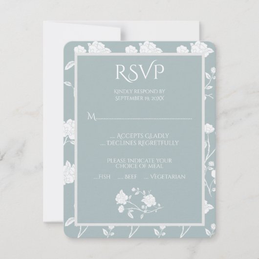 Dusty Blue Rose Wedding RSVP Card (Vorderseite)