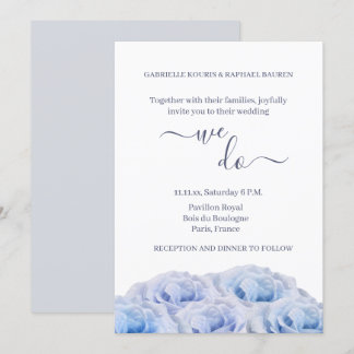 Dusty Blue Rose Weiße Flora Elegant machen wir Hoc Einladung
