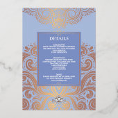 Dusty Blue RoseGold Classic Monogram Boho Wedding Folieneinladung (Rückseite)