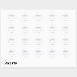 Dusty Blue Round Wedding Sticker