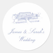 Dusty Blue Round Wedding Sticker (Vorderseite)