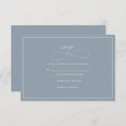 Dusty Blue RSVP CArd (Vorne/Hinten)