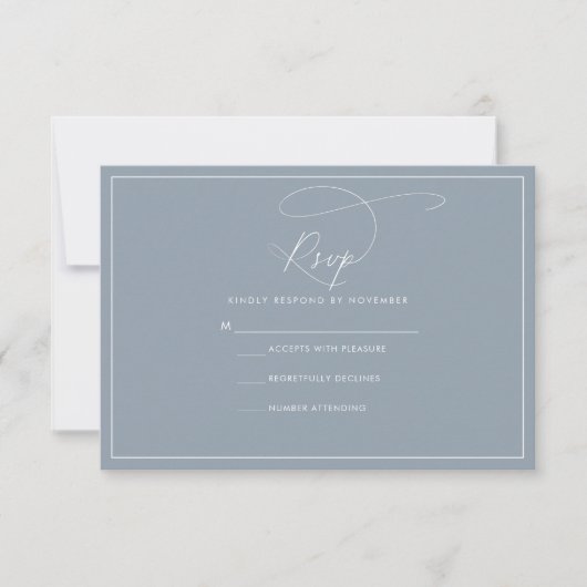 Dusty Blue RSVP CArd Karte (Vorderseite)
