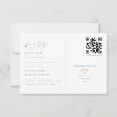 Dusty Blue RSVP Card mit QR Code Wedding (Vorderseite)
