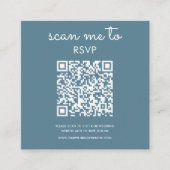 Dusty Blue | RSVP QR Code für Hochzeiten Begleitkarte (Vorderseite)