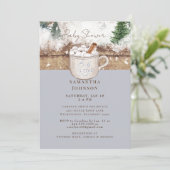 Dusty Blue Rustic Baby Es ist kalt Außendusche Einladung (Stehend Vorderseite)