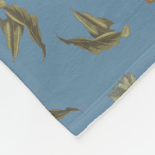 Dusty Blue Rustic Brown Blätter Fleecedecke (Ecke)