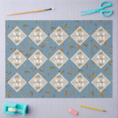 Dusty Blue Rustic Brown Blätter Mit Monogramm Seidenpapier (Basteln)