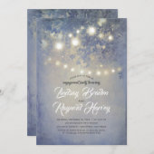 Dusty Blue Rustic Country Engagement Party Einladung (Vorne/Hinten)