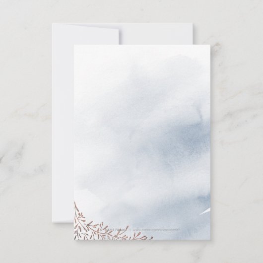 Dusty blue rustic floral kalligraphie danke (Rückseite)