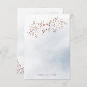 Dusty blue rustic floral kalligraphie danke (Vorne/Hinten)