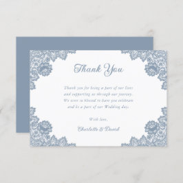 Dusty Blue Rustic Floral Lace Wedding Dankeskarte