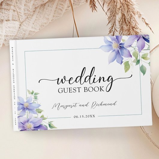 Dusty Blue Rustic Floral Wedding Guest Book Gästebuch