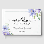 Dusty Blue Rustic Floral Wedding Guest Book Gästebuch (Vorderseite)