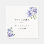 Dusty Blue Rustic Floral Wedding Serviette (Vorderseite)