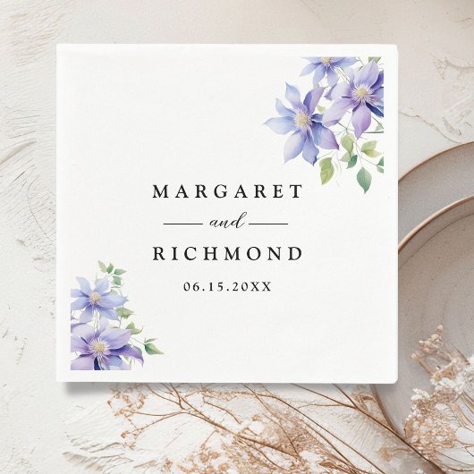 Dusty Blue Rustic Floral Wedding Serviette