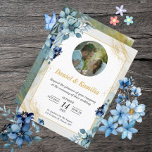 Dusty Blue Rustic Floral Wedite mit Foto
