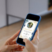 Dusty Blue Rustic Floral Wedite mit Foto Einladung