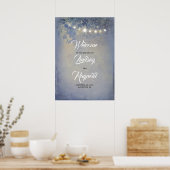 Dusty Blue Rustic Garden Wedding Willkommenszeiche Poster (Küche)
