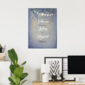 Dusty Blue Rustic Garden Wedding Willkommenszeiche Poster (Heimbüro)