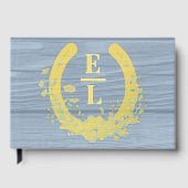 Dusty Blue Rustic Horseshoe Wedding Keepake Gästebuch (Vorderseite)