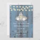 Dusty Blue Rustic Lantern & String Lights Wedding Einladung (Vorderseite)
