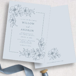 Dusty Blue Rustic Wedding Einladung