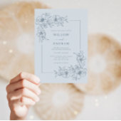 Dusty Blue Rustic Wedding Einladung