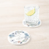 Dusty Blue Rustic Wedding Floral Getränkeuntersetzer (Seite)