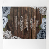 Dusty Blue Rustic Wood Trifold Wedding Program Dreifach Gefaltete Einladung (Innen Erste Seite)