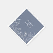Dusty Blue, Rustikal, Wildblumen Hochzeiten Napkin Serviette (Ecke)