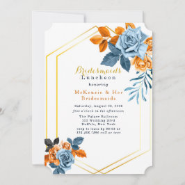 Dusty Blue & Rusty Peony Floral Bridesmaids Mittag Einladung