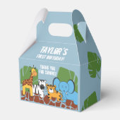 Dusty Blue Safari Animal First Birthday Party Geschenkschachtel (Vorderseite)