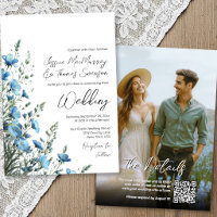 Dusty Blue Sage Boho Wildblumen Foto QR Wedding