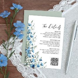 Dusty Blue & Sage Boho Wildflowers QR Code Details Begleitkarte