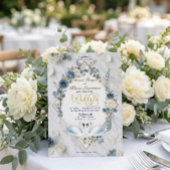 Dusty Blue Sage & Cream Geometric Wedding Einladung