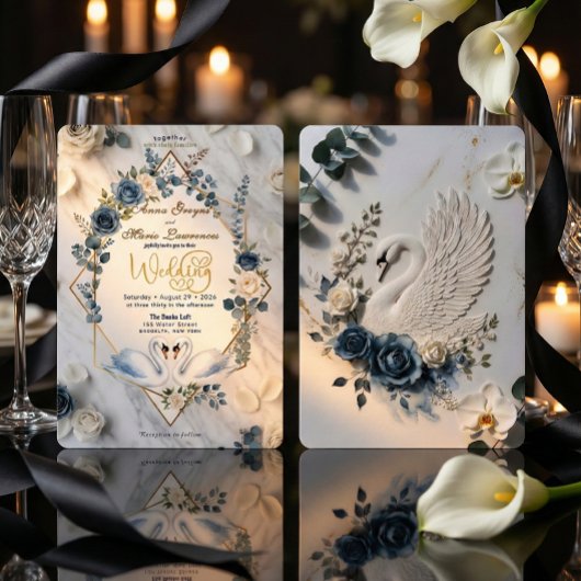 Dusty Blue Sage & Cream Geometric Wedding Einladung