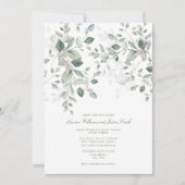 Dusty Blue Sage Green Botanical Script Hochzeit Einladung (Vorderseite)