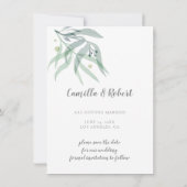 Dusty Blue Sage Green Botanicals Foto Save The Date (Rückseite)