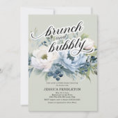 Dusty Blue Sage Green Bridal Brunch Bubbly Einladung (Vorderseite)