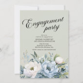 Dusty Blue Sage Green Engagement Party Einladung (Vorderseite)