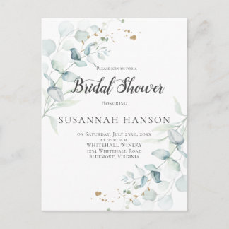 Dusty Blue Sage Green Eucalyptus Brautparty | Postkarte