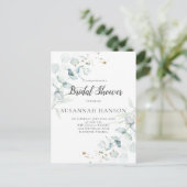 Dusty Blue Sage Green Eucalyptus Brautparty | Postkarte (Stehend Vorderseite)