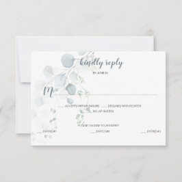 Dusty Blue & Sage Green Eucalyptus Meal Selection RSVP Karte