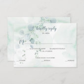 Dusty Blue & Sage Green Eucalyptus Meal Selection RSVP Karte (Vorne/Hinten)