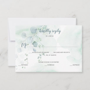 Dusty Blue & Sage Green Eucalyptus Meal Selection RSVP Karte