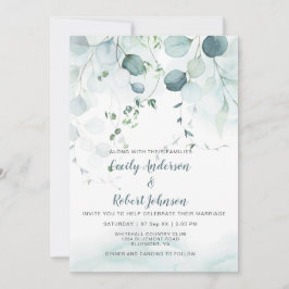 Dusty Blue & Sage Green Eucalyptus Wedding Einladung