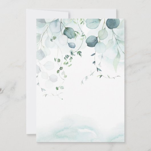 Dusty Blue & Sage Green Eucalyptus Wedding Einladung (Rückseite)