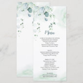 Dusty Blue Sage Green Eukalyptus Botanische Hochze Menükarte (Vorne/Hinten)