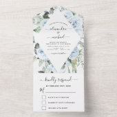Dusty Blue - Sage Green Floral Wedding RSVP All In One Einladung (Innen Boden)